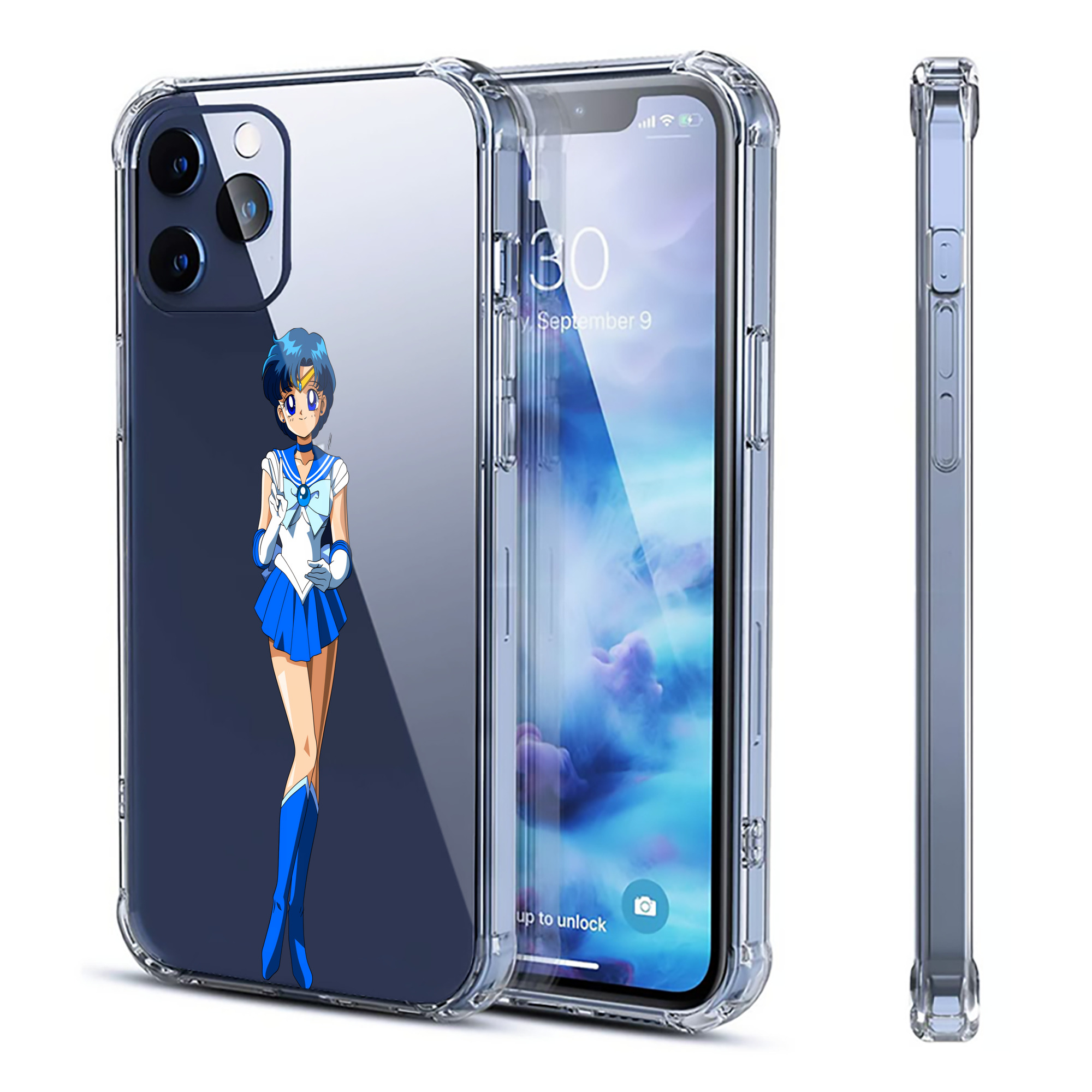 （画像用） 美少女戦士セーラームーン 水野 亜美 みずの あみ Sailor Moon Mizuno Ami 【iPhone 12シリーズ対応】透明スマホケース（クリアソフトケース）